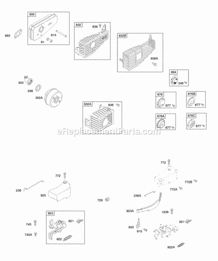 Brake Exhaust System Diagram and Parts List for 098902-2069-B1  Briggs and Stratton Engine